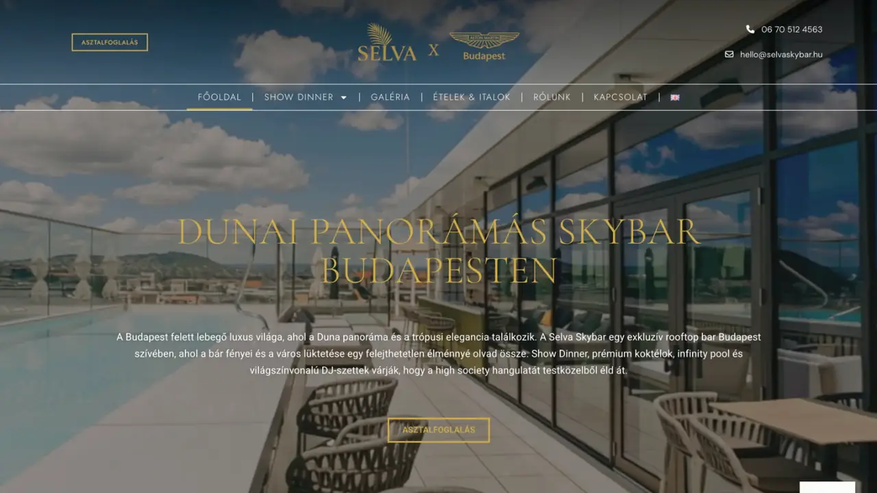 A Selva Skybar × Aston Martin Budapest weboldal nyitóképe